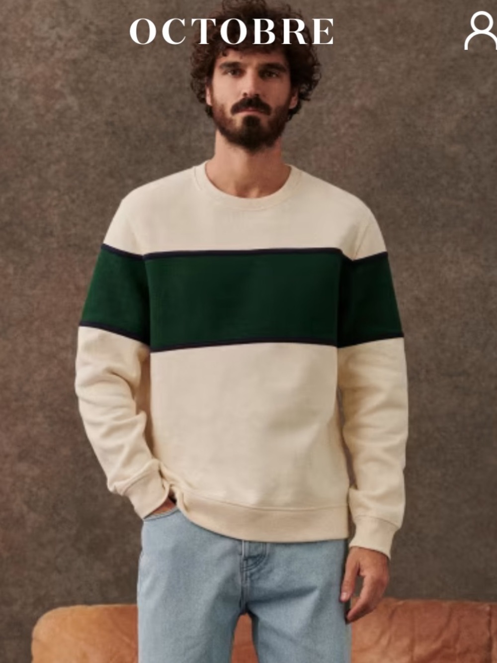 Cowdrey Sweatshirt - Ecru / green stripe